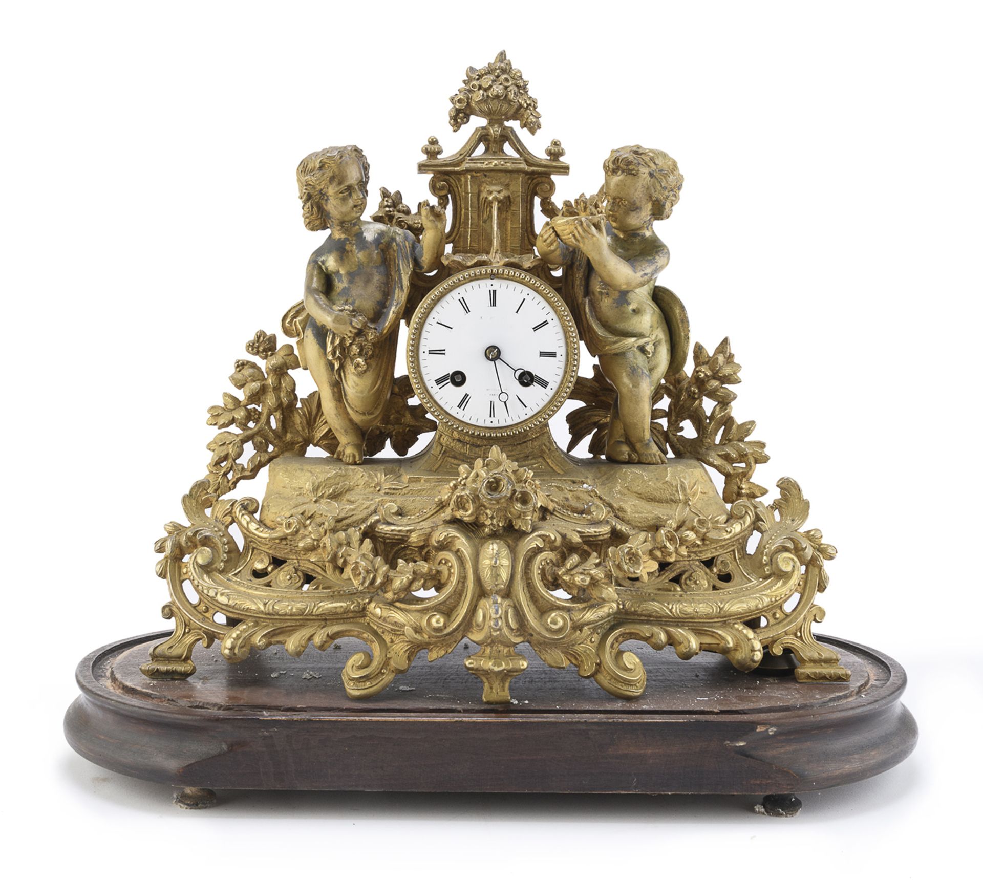 GILDED METAL TABLE CLOCK 19th CENTURY