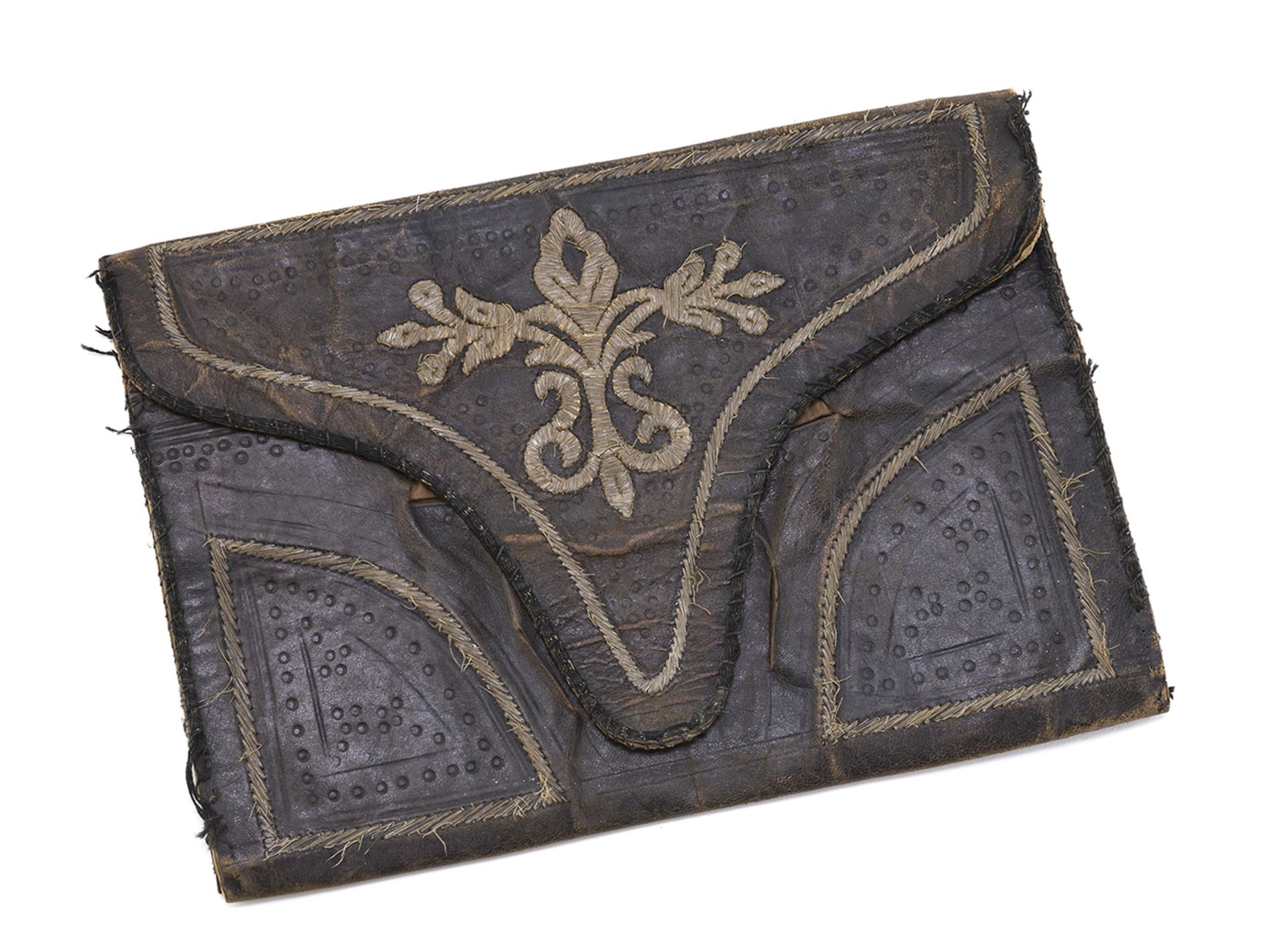 LEATHER DOCUMENT HOLDER PROBABLY NAPLES 18TH CENTURY