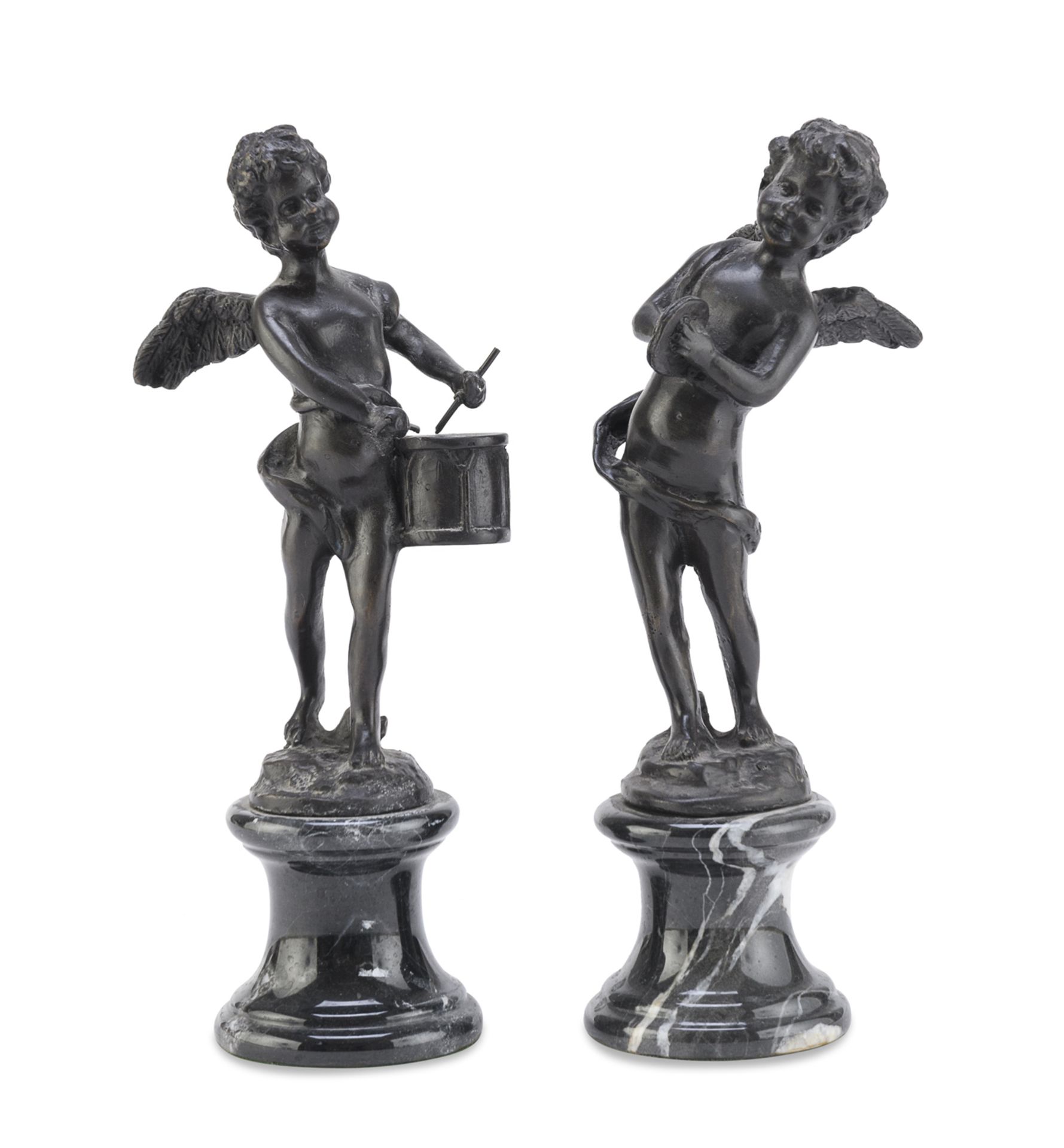 PAIR OF BRONZE CHERUB SCULPTURES 19th CENTURY