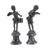 PAIR OF BRONZE CHERUB SCULPTURES 19th CENTURY