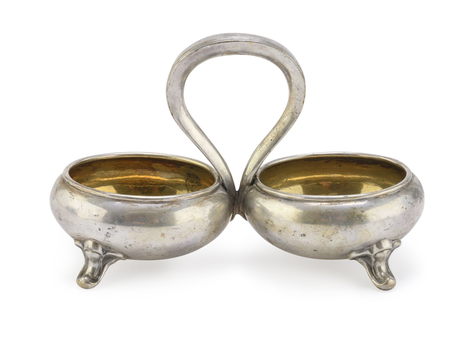 SMALL DOUBLE SILVER SALT CELLAR GERMANY 18th CENTURY