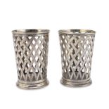 PAIR OF SILVER CUP HOLDERS LONDON 1903