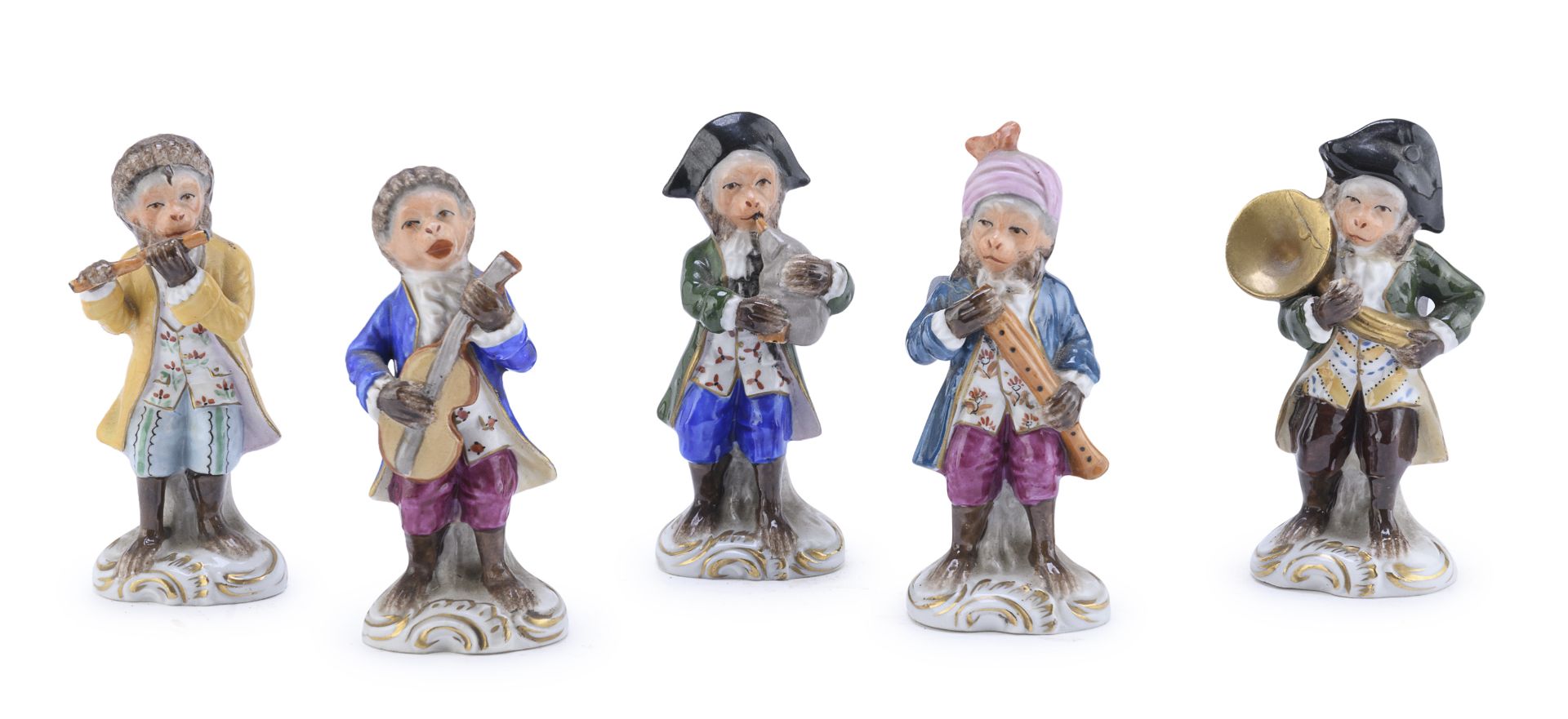 FIVE MIGNON PORCELAIN FIGURES GINORI EARLY 20TH CENTURY