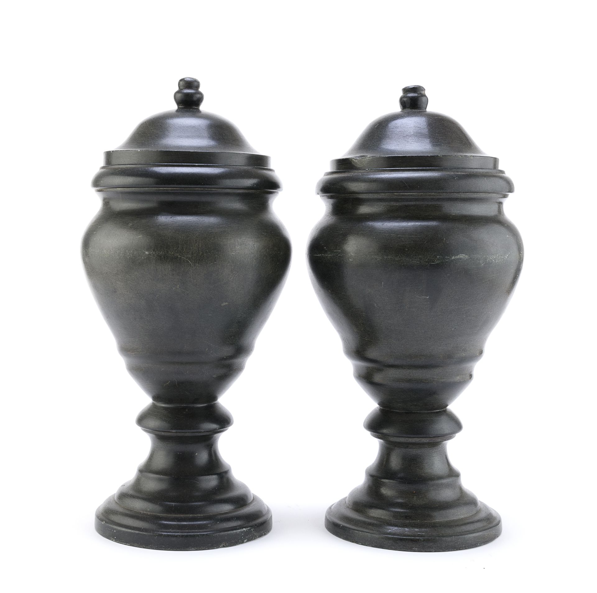 PAIR OF BASALT CASSOLETTES 20th CENTURY