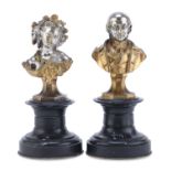 PAIR OF SILVERED AND GILDED BRONZE BUSTS 19th CENTURY