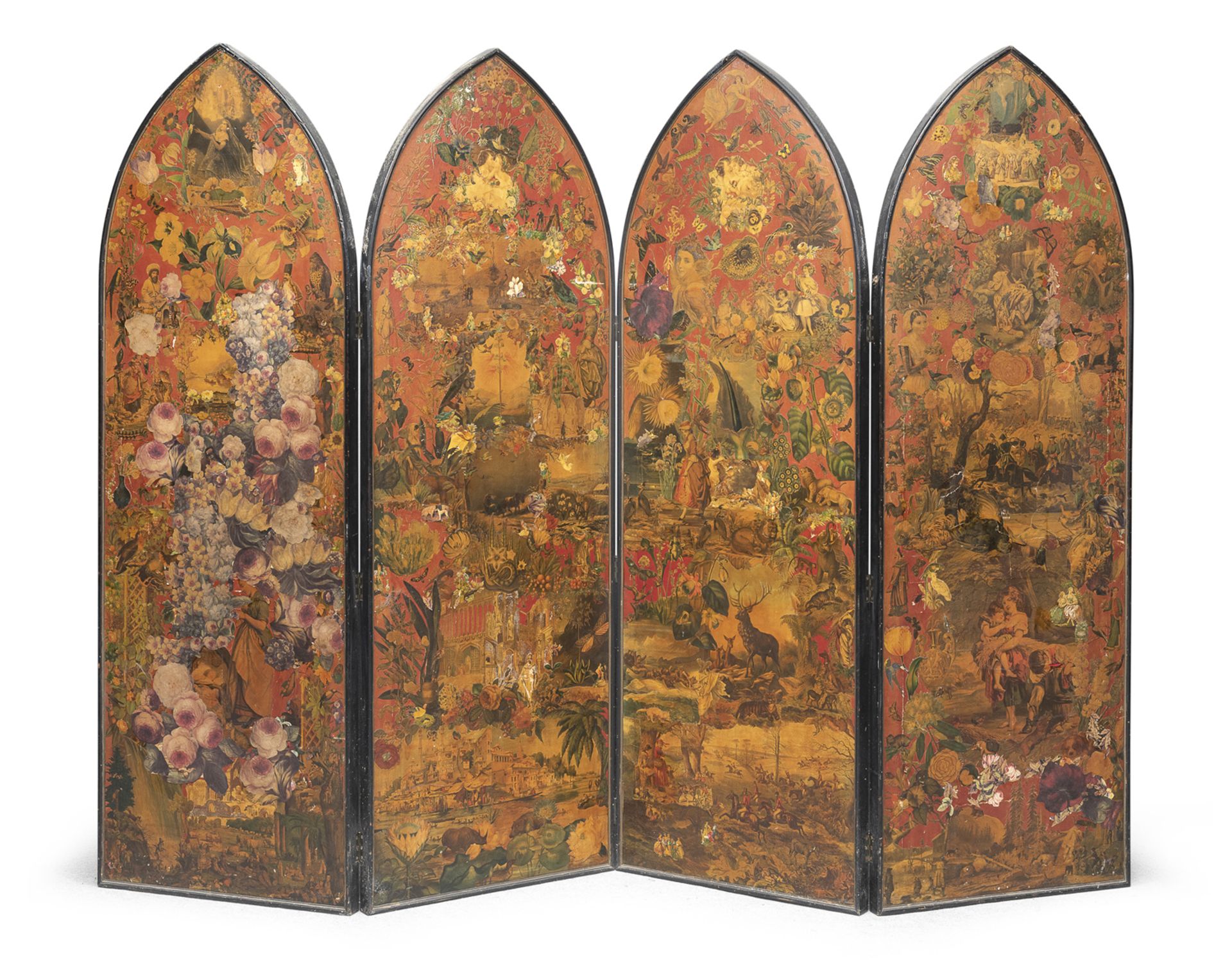 BEAUTIFUL FOUR-PANEL SCREEN ENGLAND VICTORIAN PERIOD - Bild 2 aus 2