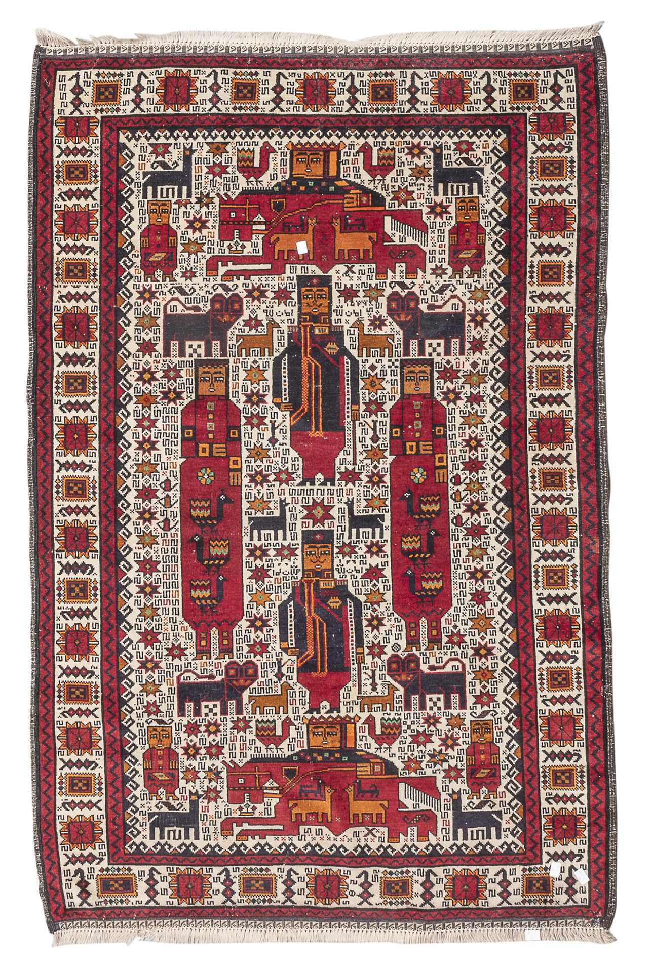 RARE FIGURATED BALUCHISTAN RUG FIRST HALF OF THE 20TH CENTURY