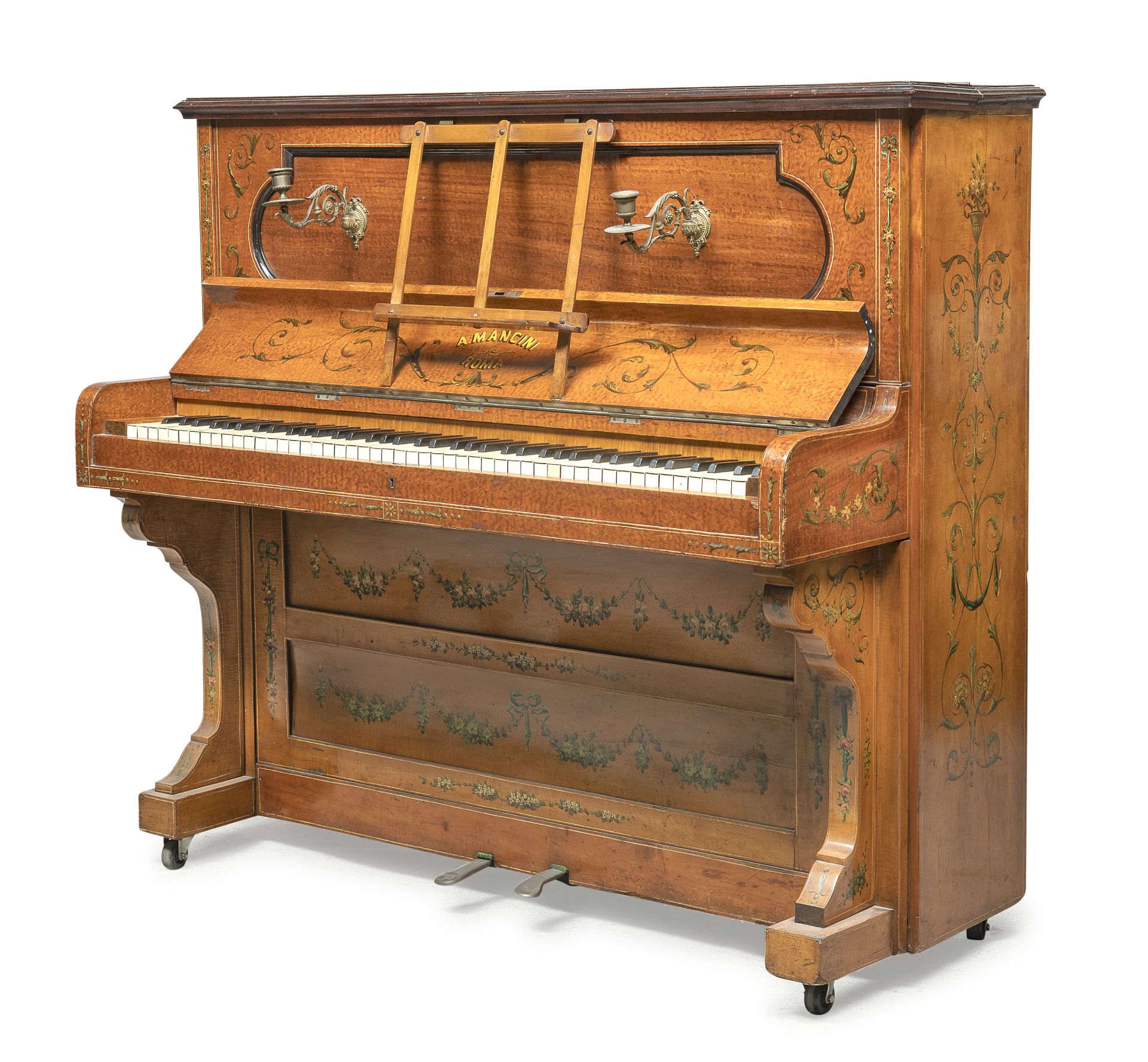 BEAUTIFUL VERTICAL PIANO A. MANCINI ROME 19TH CENTURY