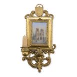CARD HOLDER WALL LIGHT IN GILDED BRONZE FRANCE 19th CENTURY