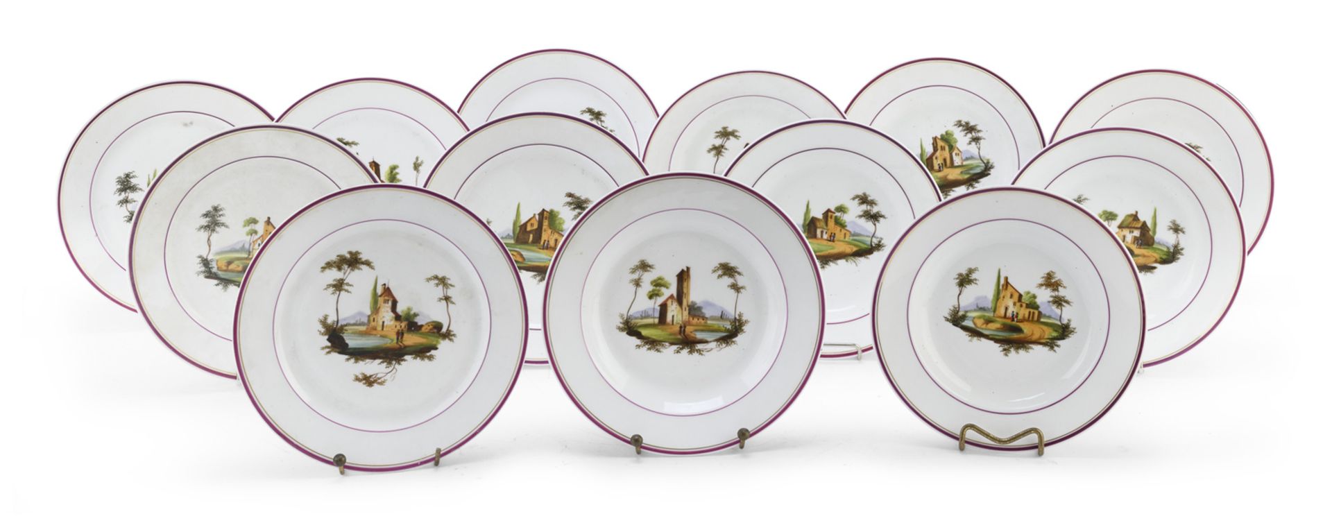 SET OF PORCELAIN DISHES CENTRAL ITALY 19th CENTURY