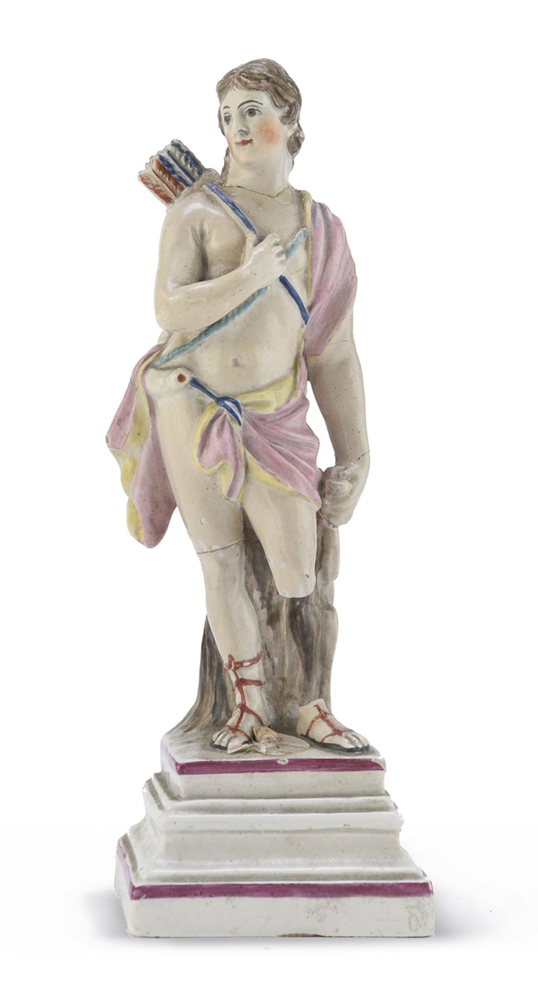 REMAINS OF AN EARTHENWARE FIGURE OF CUPID PROBABLY ENGLAND EARLY 19th CENTURY