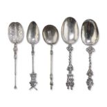 FIVE SILVER SPOONS UK EARLY 20TH CENTURY