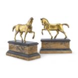 BEAUTIFUL PAIR GILDED BRONZE HORSE SCULPTURES 18th CENTURY