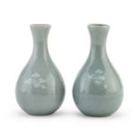 A PAIR OF SMALL COREAN CELADON VASES 20TH CENTURY.