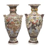 A PAIR OF BIG JAPANESE SATSUMA CERAMIC VASES EARLY 20TH CENTURY.