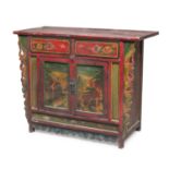 A MONGOLIAN LAQUER WOOD SIDEBOARD. CULTURAL REVOLUTION PERIOD.