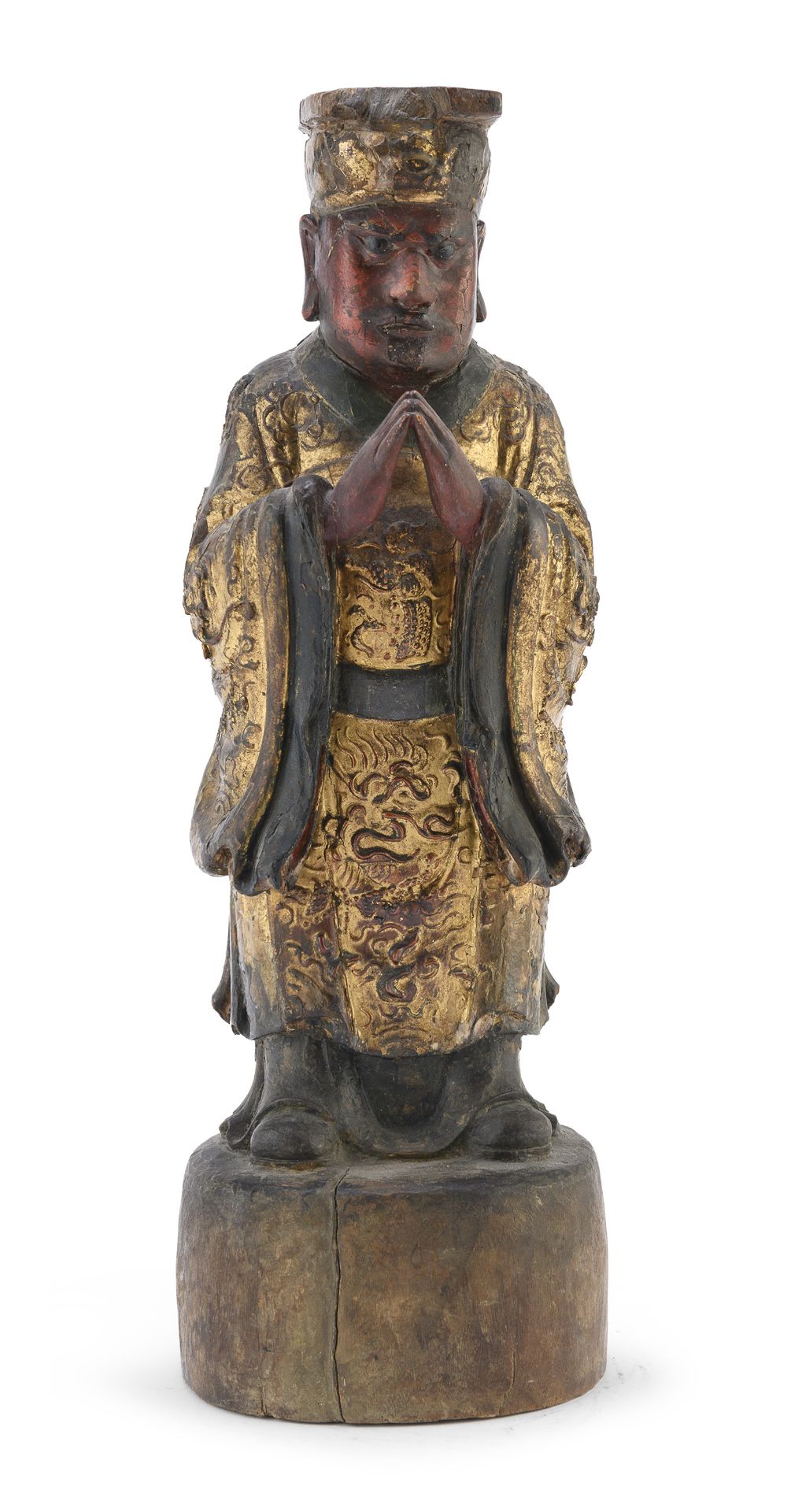 A CHINESE POLYCHROME PAINTED WOOD SCULPTURE 20TH CENTURY.