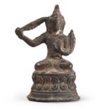 A SMALL THAI BRONZE SCULPTURE DEPICTING THE BODHISATTVA MANJUSHRI. 20TH CENTURY.