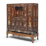 A CHINESE MAHOGANY CABINET WITH MOTHER-OF-PEARL INLAYS LATE 19TH CENTURY.