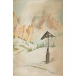 RUSSIAN WATERCOLOR OF A SNOWY LANDSCAPE SIGNED BARDZSKI EARLY 20TH CENTURY