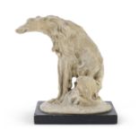 TERRACOTTA GREYHOUND SCULPTURE 20TH CENTURY