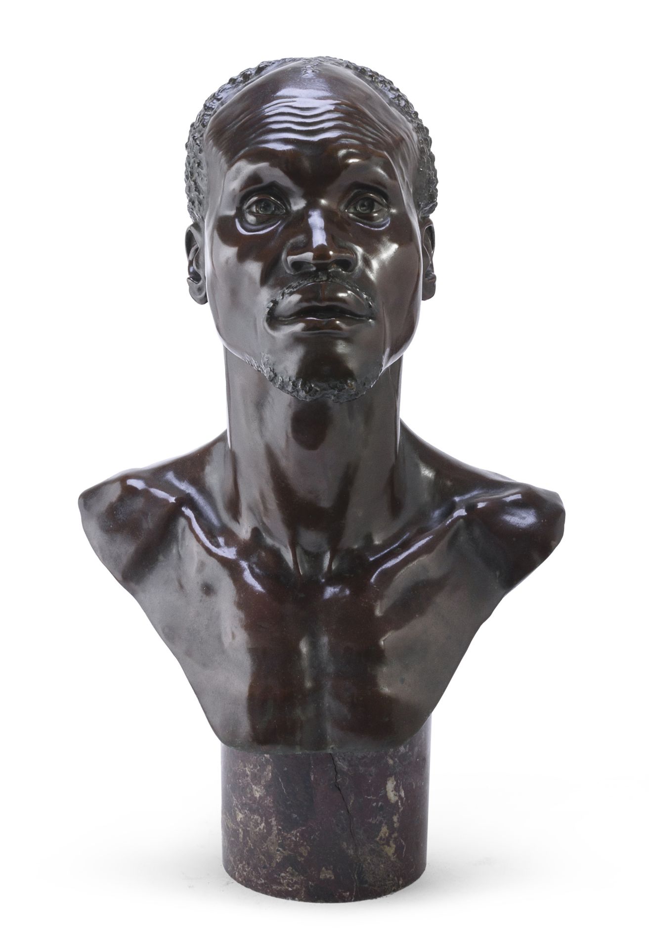 BRONZE BUST OF A NUBIAN BY EUGENIO MACCAGNANI