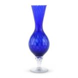 VASE IN BLUE GLASS MATELASSÈ 1980s