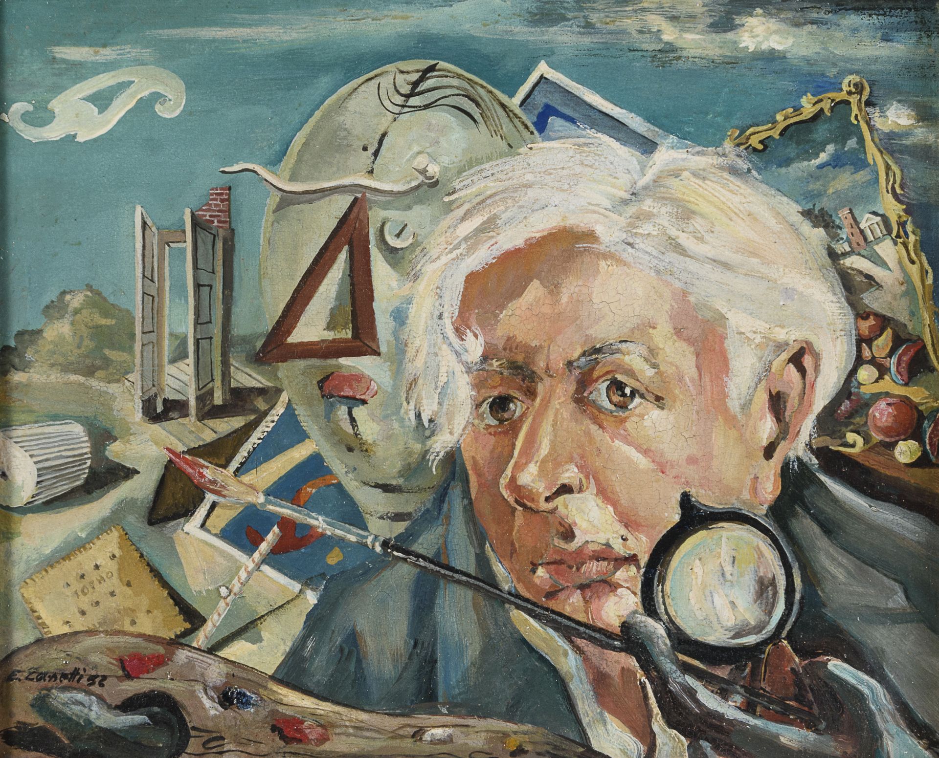 OIL PORTRAIT OF GIORGIO DE CHIRICO 20TH CENTURY