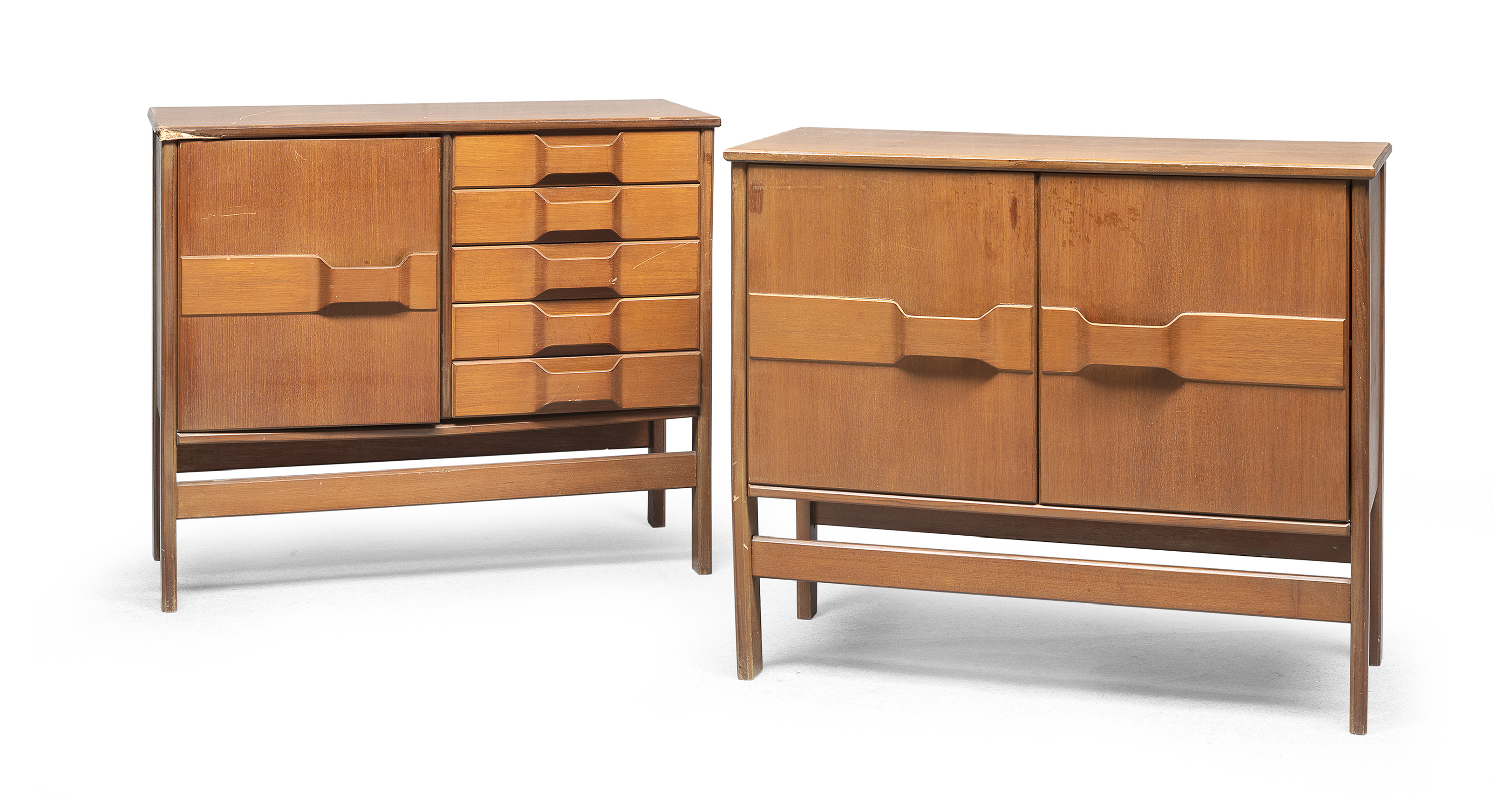 PAIR OF CHESTNUT SIDEBOARDS 1960s