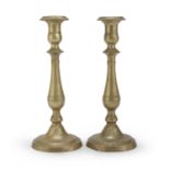 PAIR OF GILDED METAL CANDLESTICKS 19TH CENTURY