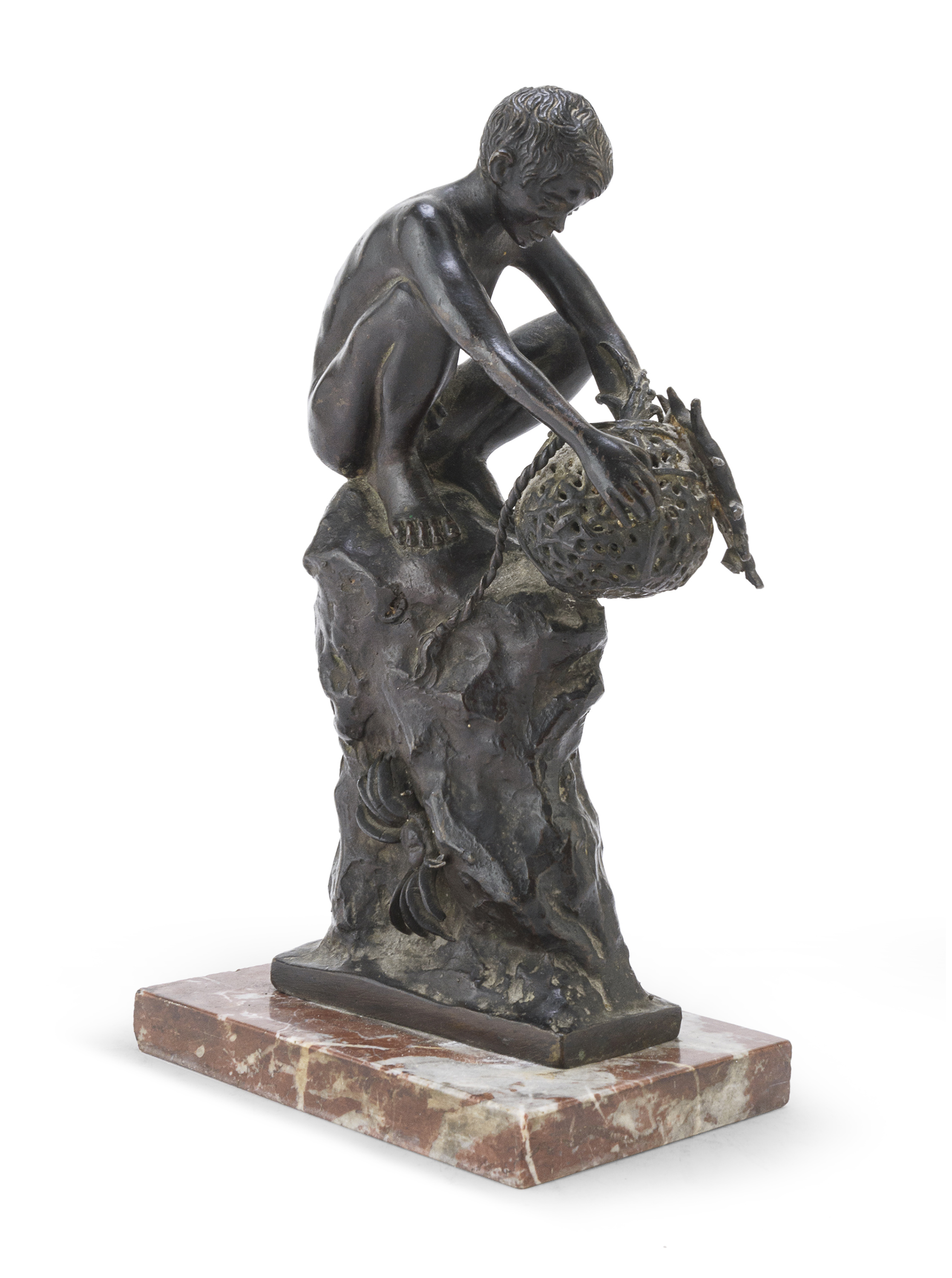 NEAPOLITAIN BRONZE SCULPTURE OF A YOUNG FISHERMAN 19TH CENTURY - Image 2 of 2