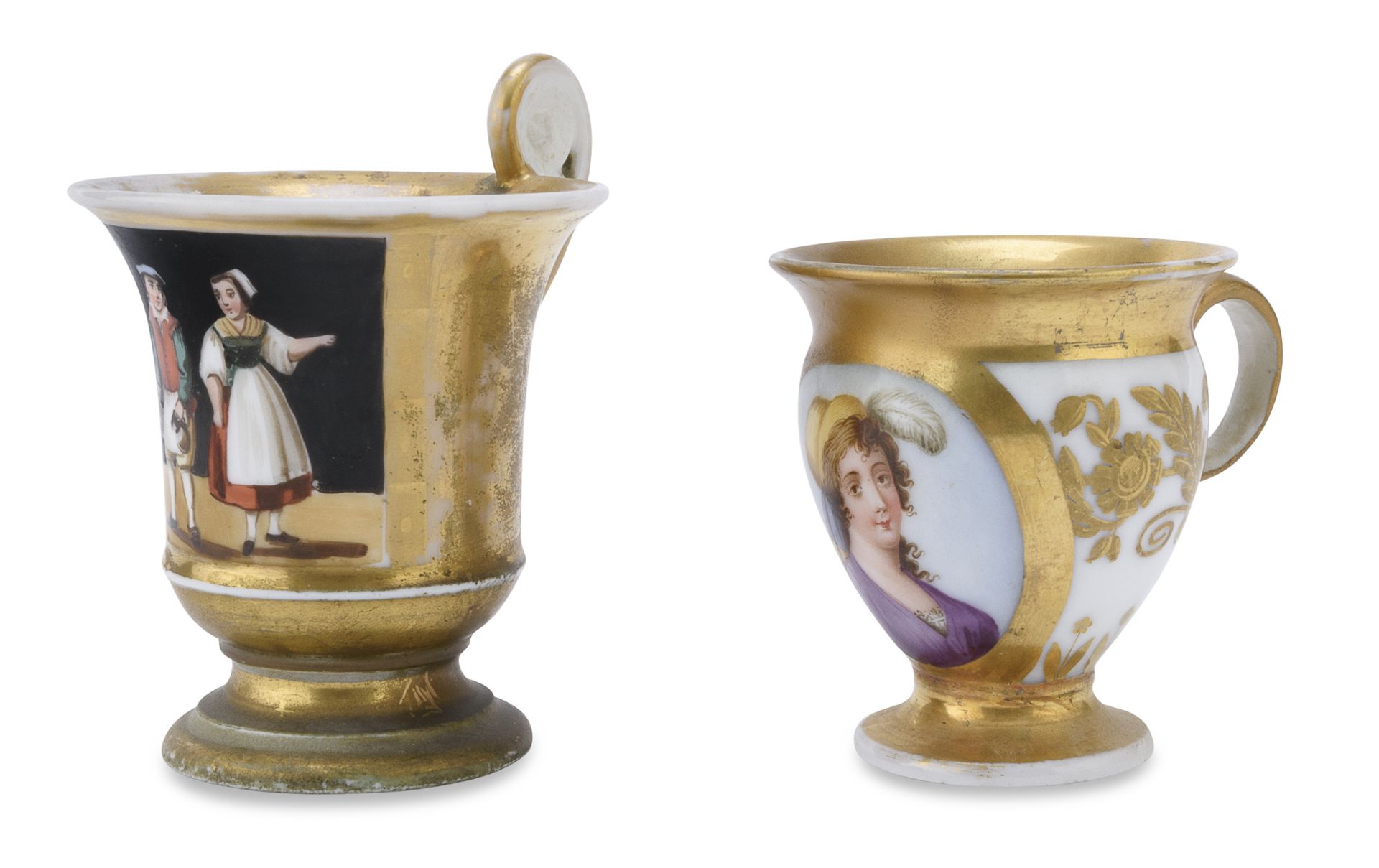 TWO PORCELAIN CUPS EMPIRE PERIOD