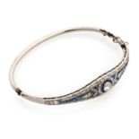 PLATINUM BANGLE WITH SAPPHIRES AND DIAMONDS