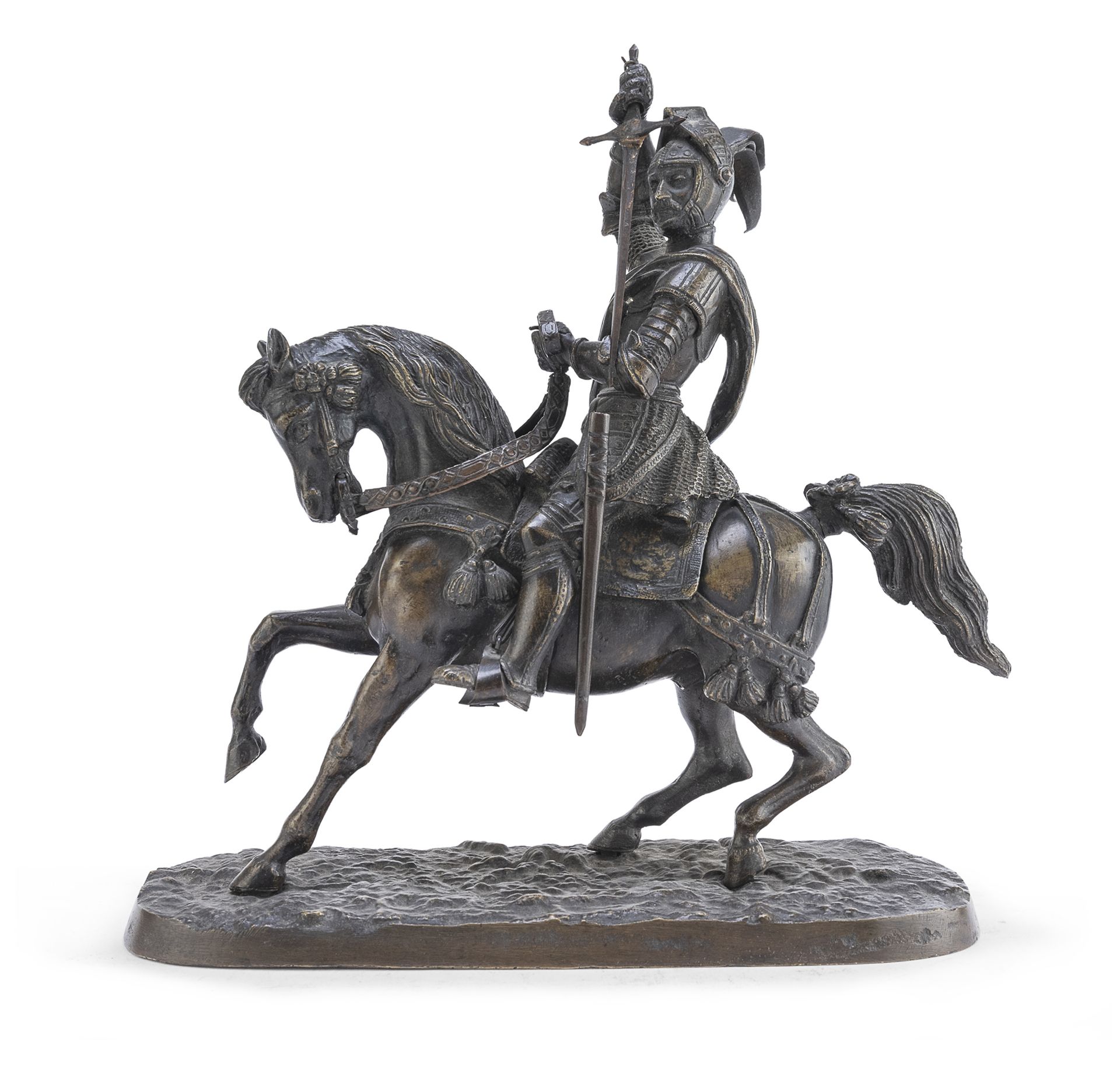 BRONZE SCULPTURE OF THE EQUESTRIAN MONUMENT OF ETTORE FIERAMOSCA 19TH CENTURY