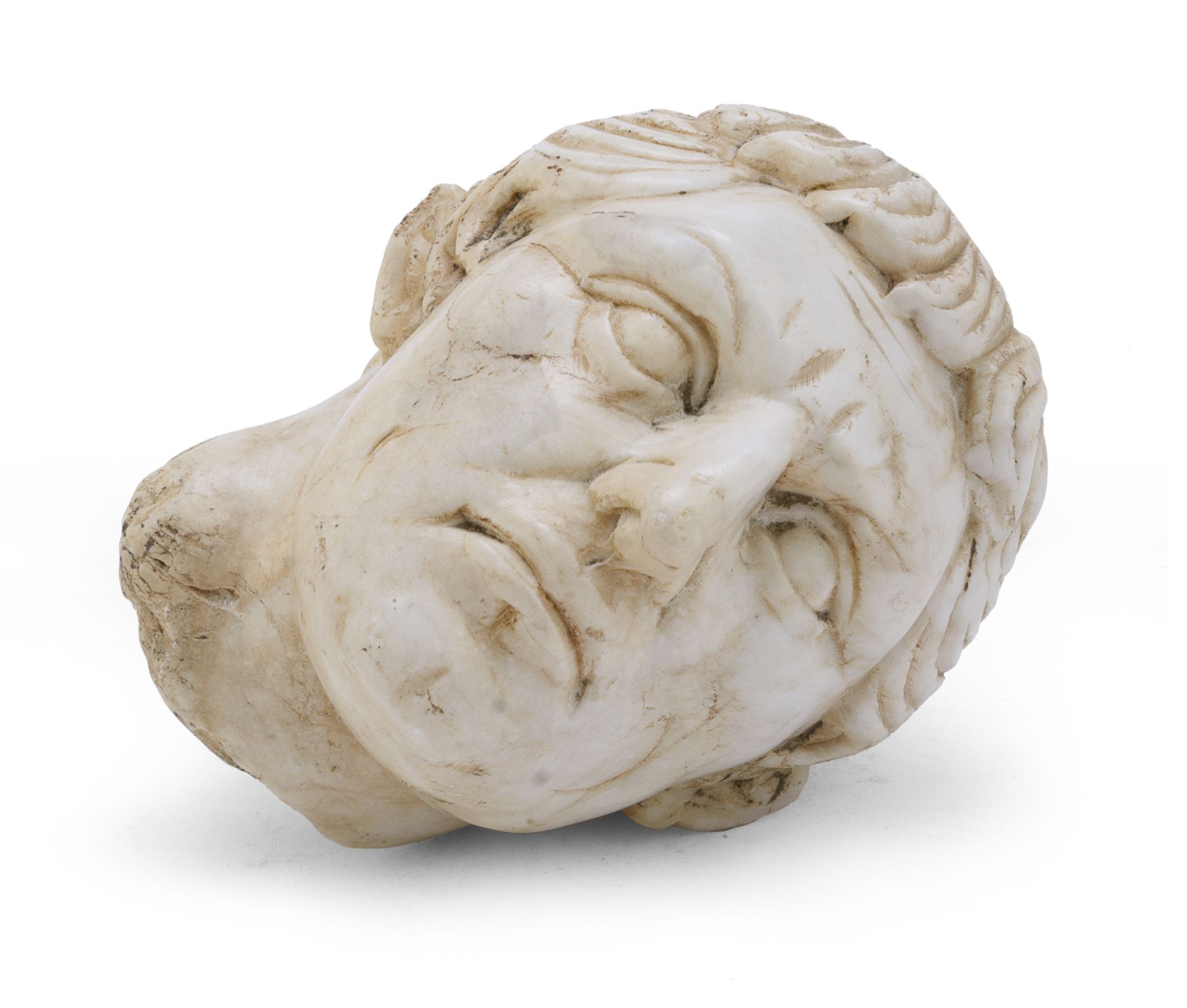 SMALL HEAD OF CAESAR IN WHITE MARBLE 19TH CENTURY