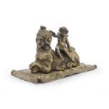 BRONZE SPHINX-SHAPED INKWELL 19TH CENTURY