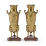 PAIR OF GILDED BRONZE VASES FERDINAND BARBEDIENNE 19TH CENTURY