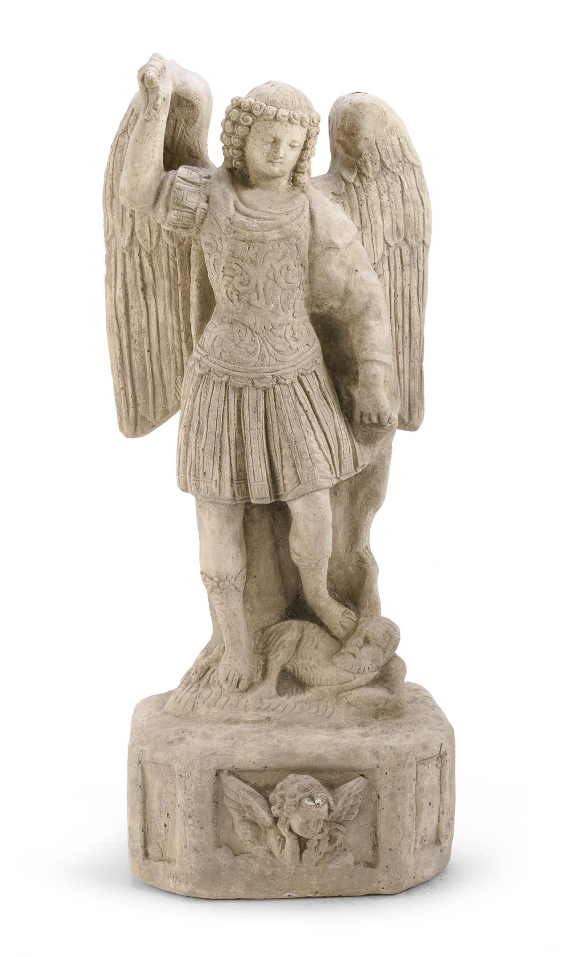 STONE SCULPTURE OF ST MICHAEL LATE 19TH CENTURY
