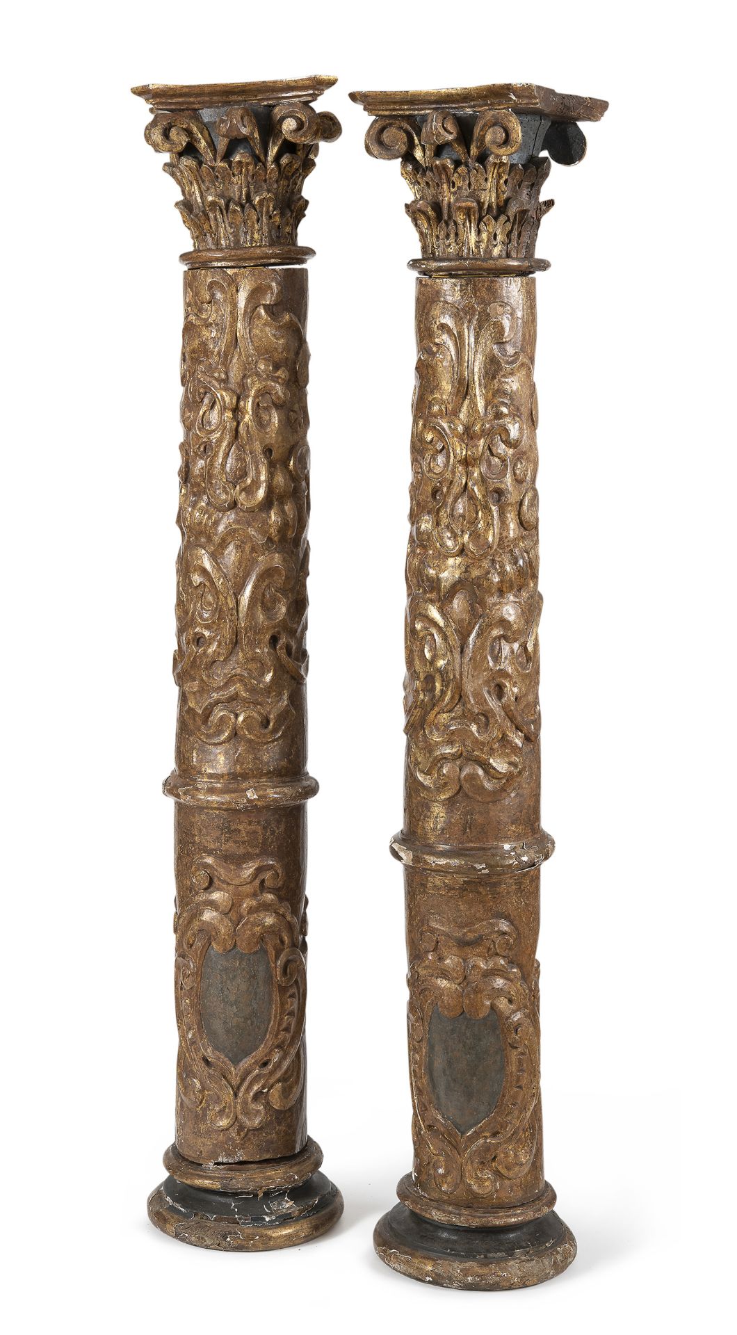 PAIR OF GILTWOOD COLUMNS NORTHERN ITALY 17th CENTURY