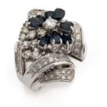 WHITE GOLD RING WITH DIAMONDS AND SAPPHIRES
