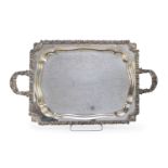 LARGE SILVER-PLATED TRAY USA 1900