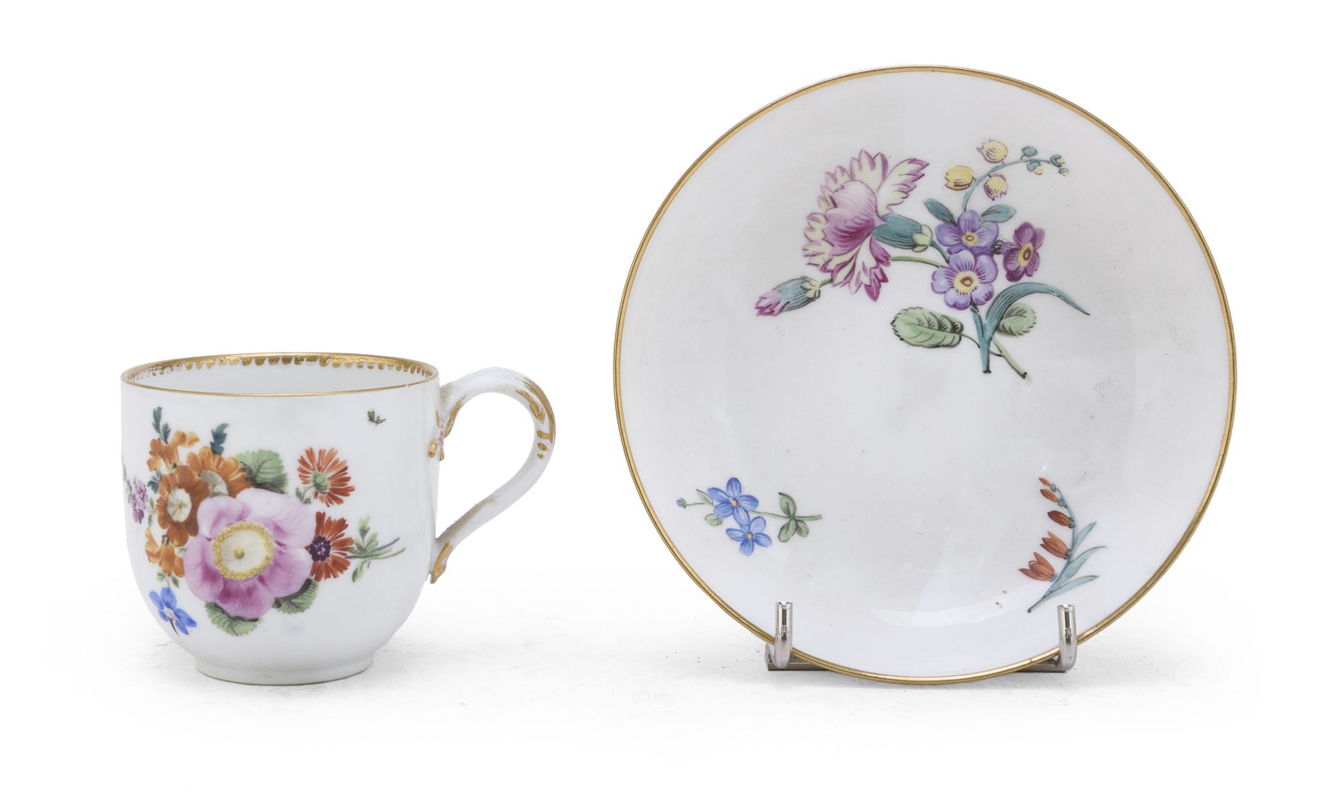 MUG AND SAUCER IN PORCELAIN MEISSEN MARCOLINI LATE 18TH CENTURY