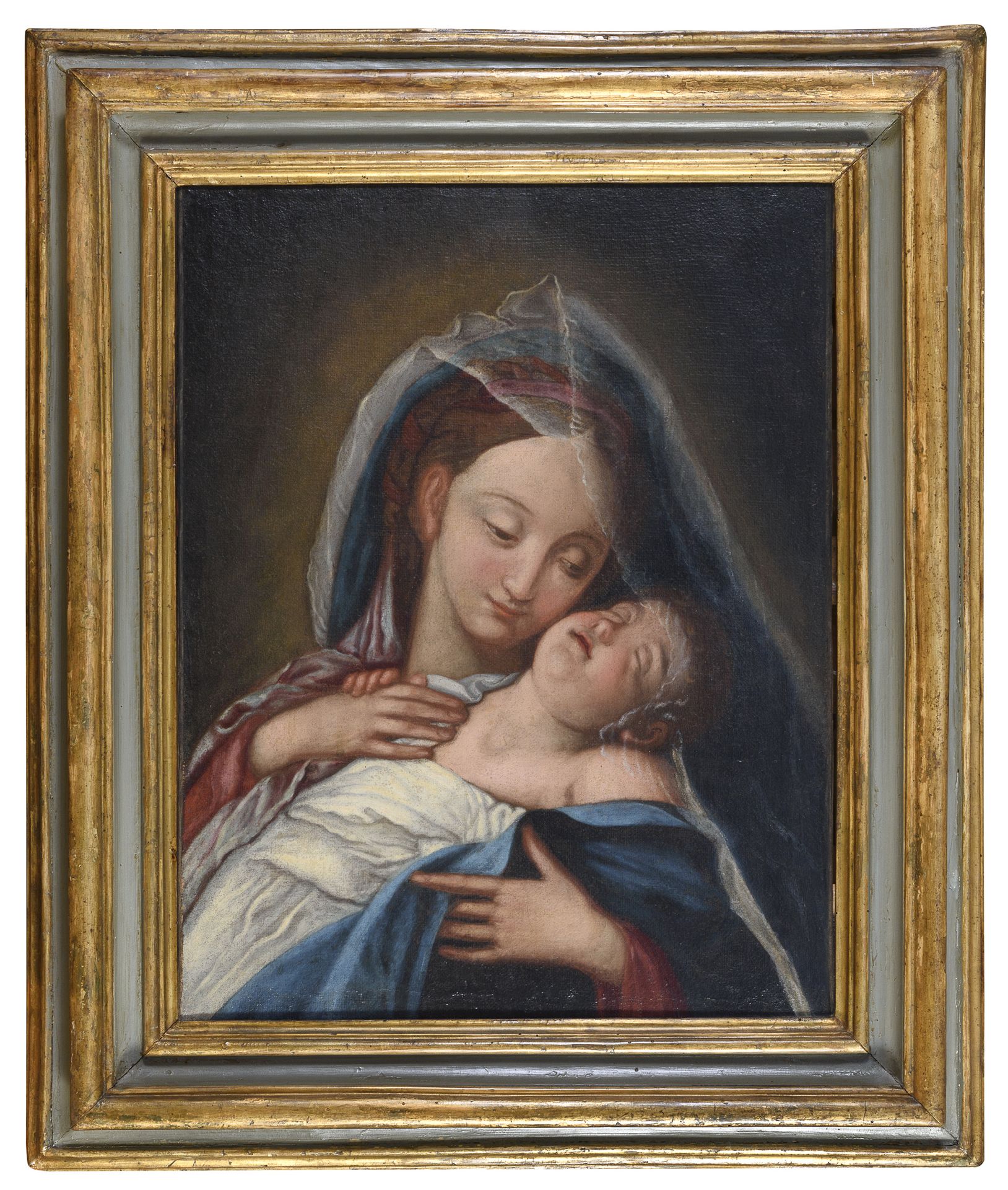 ITALIAN OIL PAINTING OF MADONNA AND CHILD LATE 18TH CENTURY