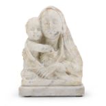 SMALL MARBLE SCULPTURE OF MADONNA WITH CHILD 19TH CENTURY