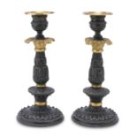 PAIR OF SMALL BRONZE CANDLESTICKS EARLY 19TH CENTURY