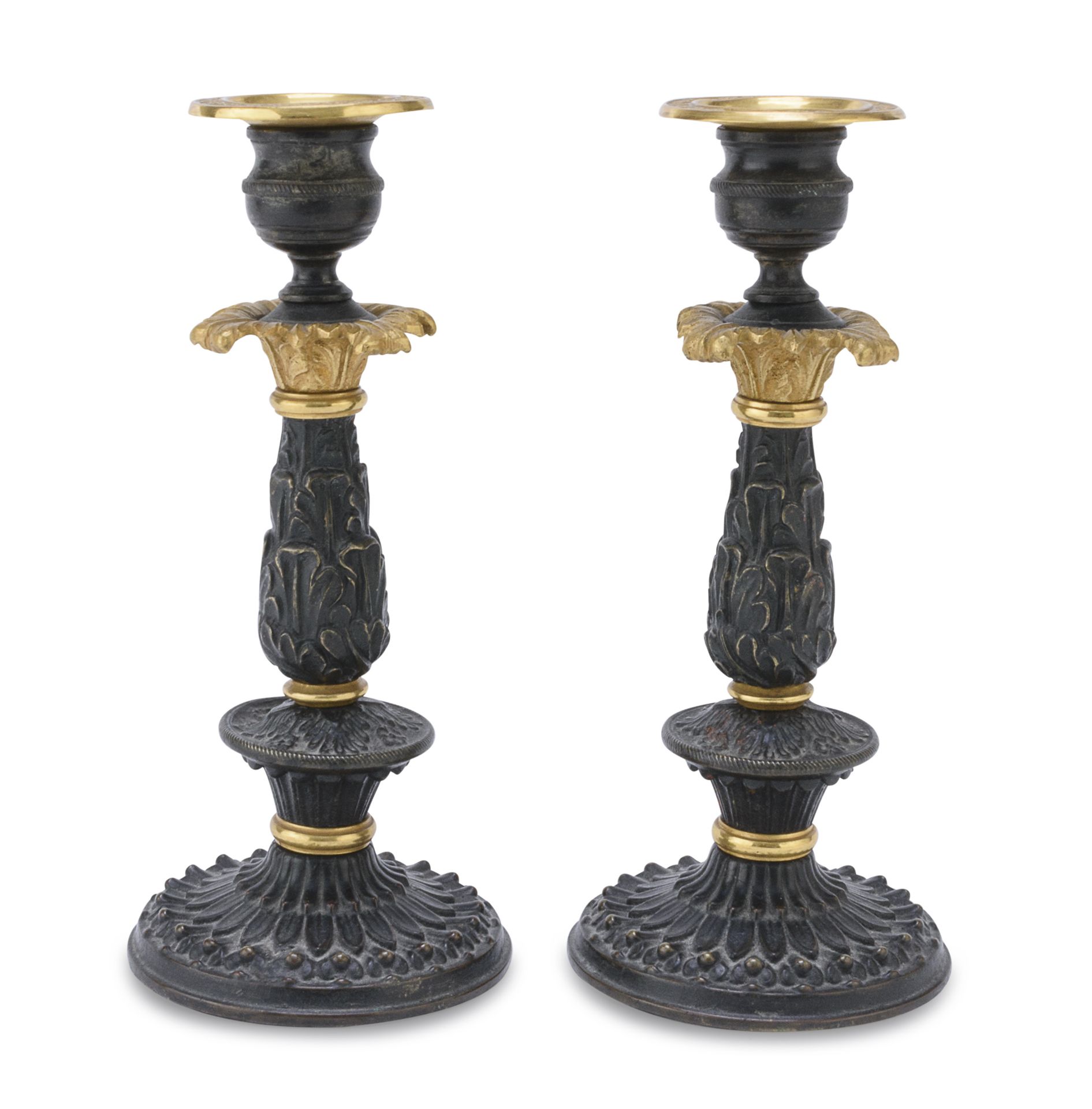 PAIR OF SMALL BRONZE CANDLESTICKS EARLY 19TH CENTURY