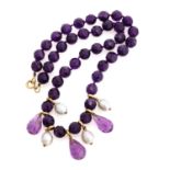 NECKLACE WITH AMETHYST AND PEARLS