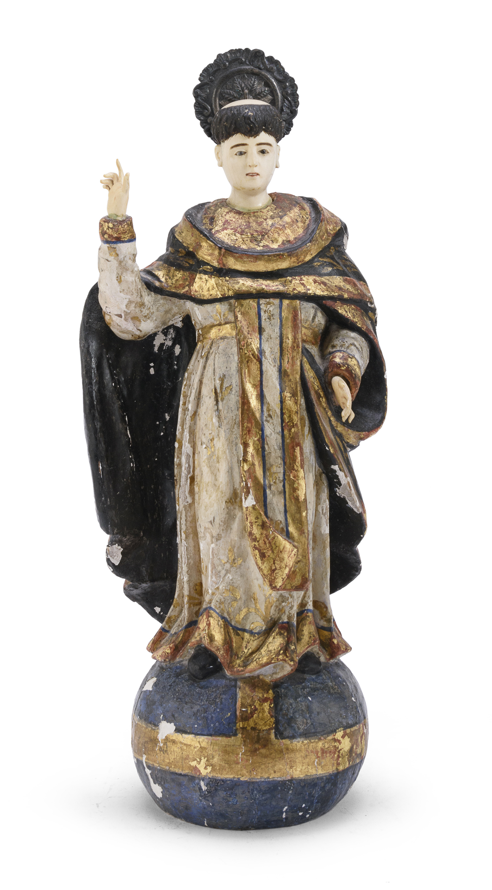 WOOD AND IVORY SAINT SCULPTURE GERMANY 18TH CENTURY