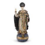 WOOD AND IVORY SAINT SCULPTURE GERMANY 18TH CENTURY
