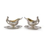 PAIR OF SILVER AND SILVER-PLATED SAUCEBOATS SHEFFIELD 1880/1900